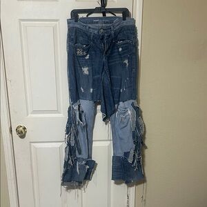 Distressed Blue Flare Jeans